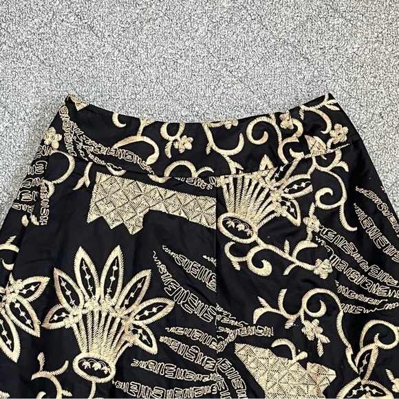 Talbots Collection A Line Skirt Size 2 Petite Black with Tan Allover Embroidery - Picture 2 of 12